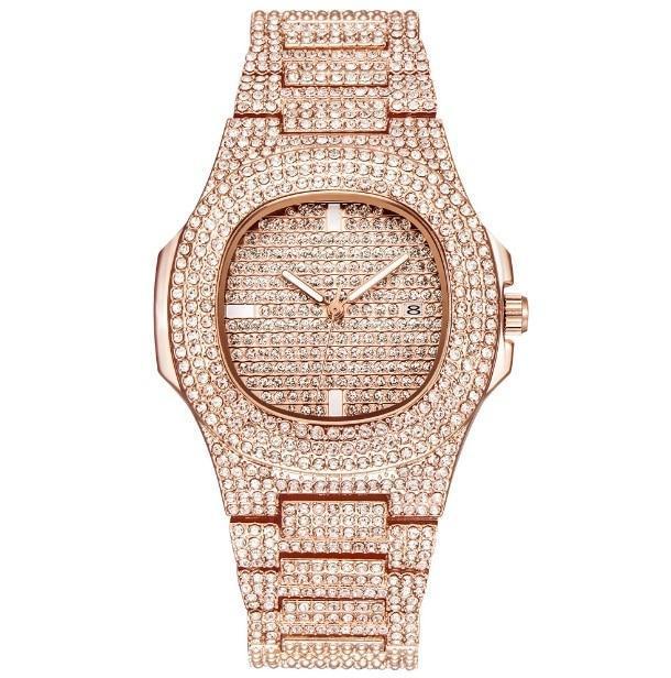 Unisex 18k Gold Plated Watch with Zirconia Stones - Free Shipping