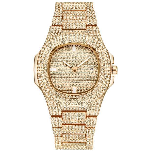 Unisex 18k Gold Plated Watch with Zirconia Stones - Free Shipping