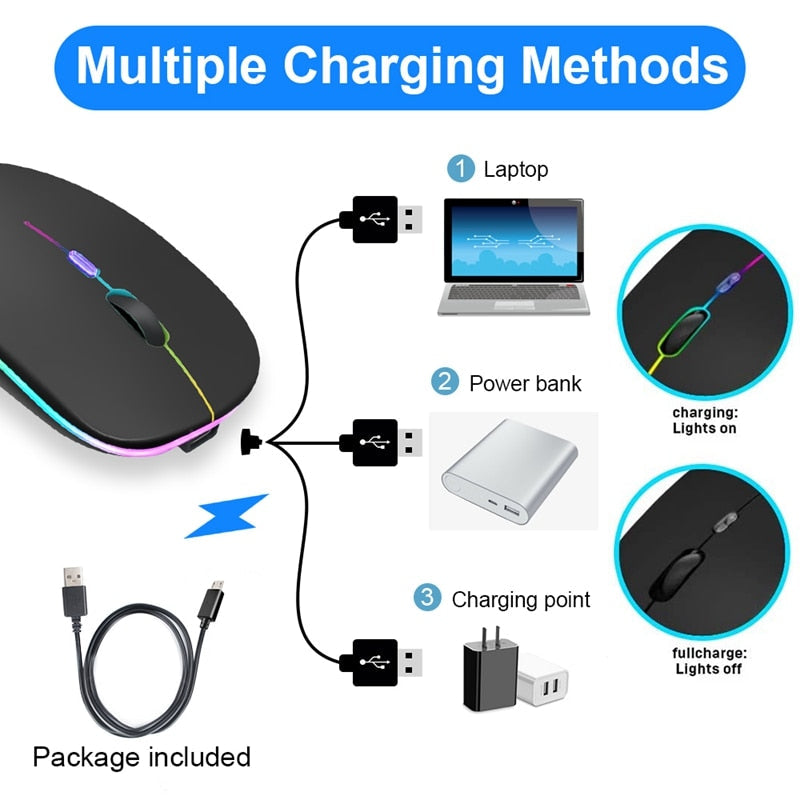 Ratón inalámbrico Bluetooth RGB recargable iMice 