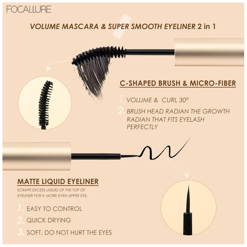 Focallure 2 in 1 Mascara - Mascara and Eyeliner