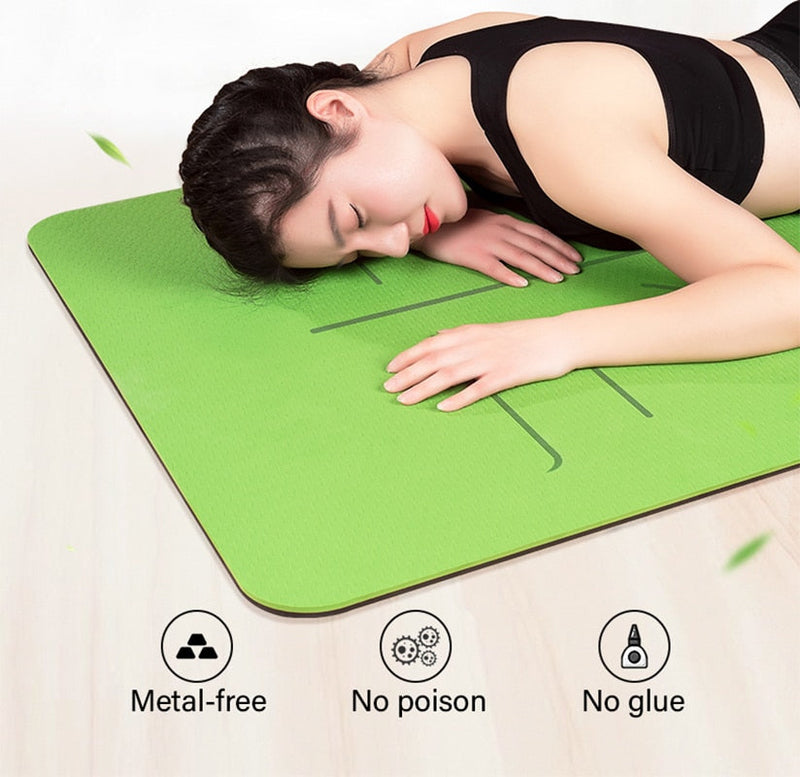 Senoya Non-Slip Yoga Mat - With Positional Lines For Beginners