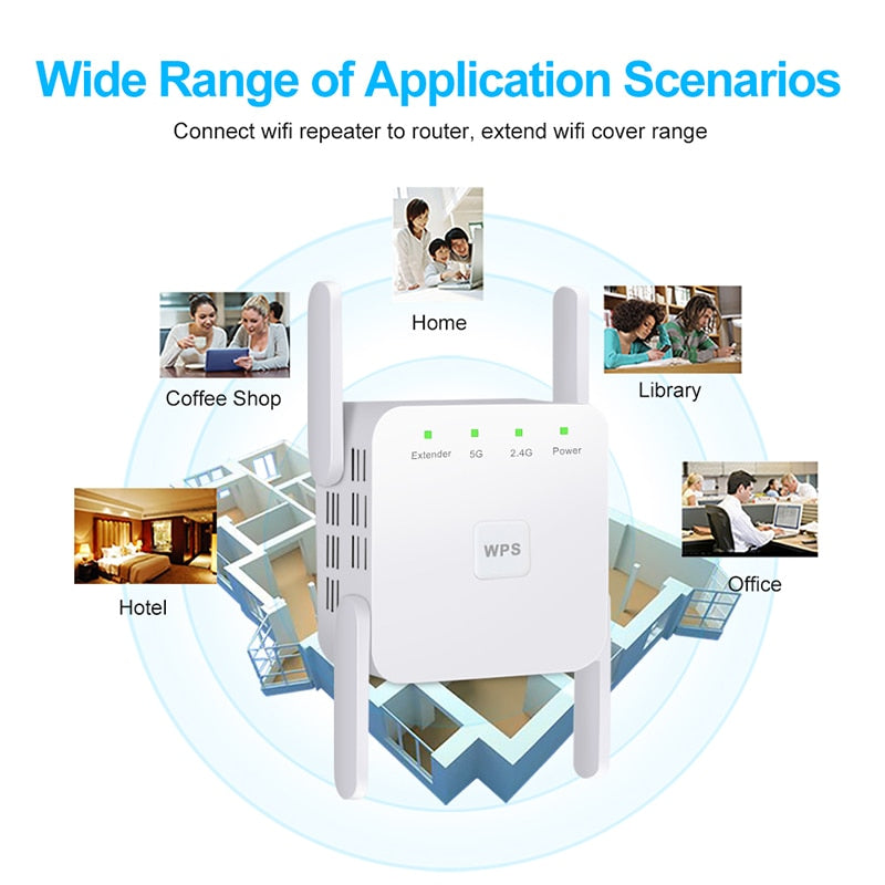 Repetidor WiFi inalámbrico 2,4 G 5 Ghz 1200 Mbps 