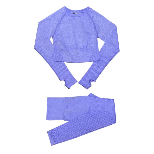 Women's Fitness Yoga Long Sleeve Set - 2 pieces