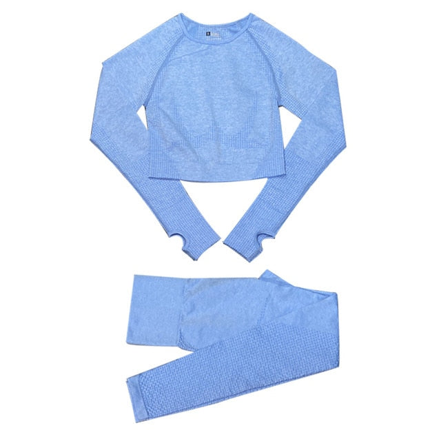 Women's Fitness Yoga Long Sleeve Set - 2 pieces