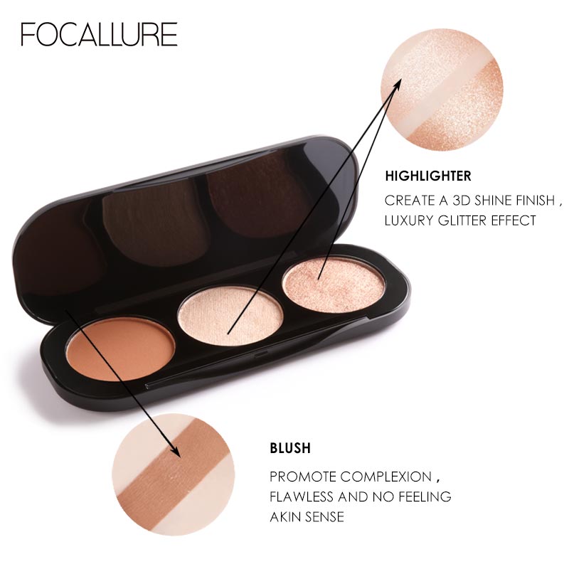 Focallure Highlighter Palette - 3 Colors