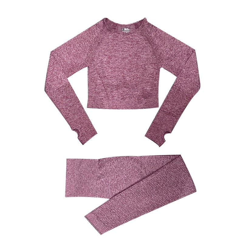 Women's Fitness Yoga Long Sleeve Set - 2 pieces