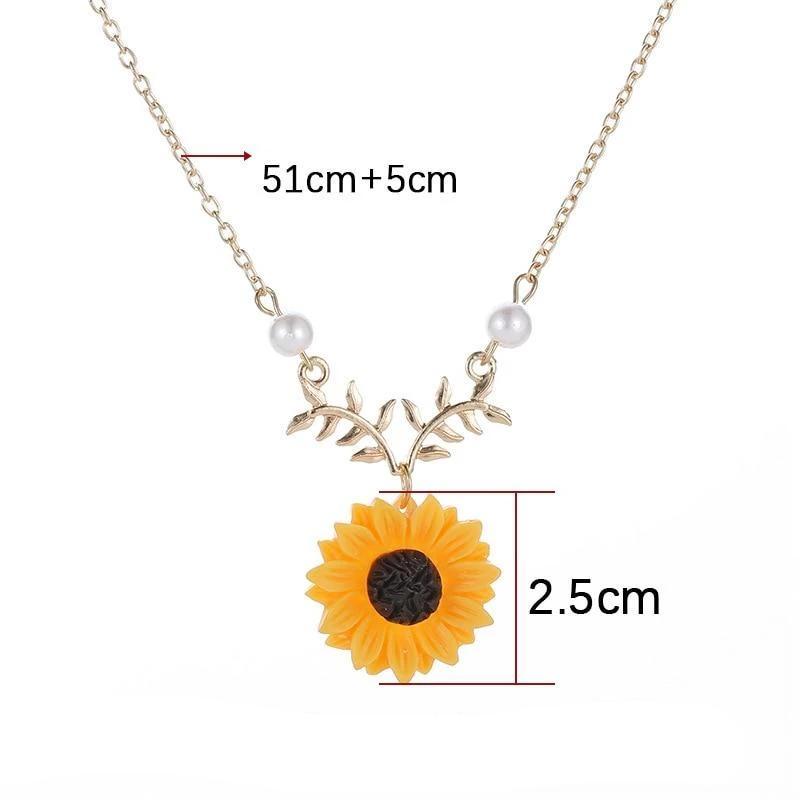 Collar de metal con forma de girasol