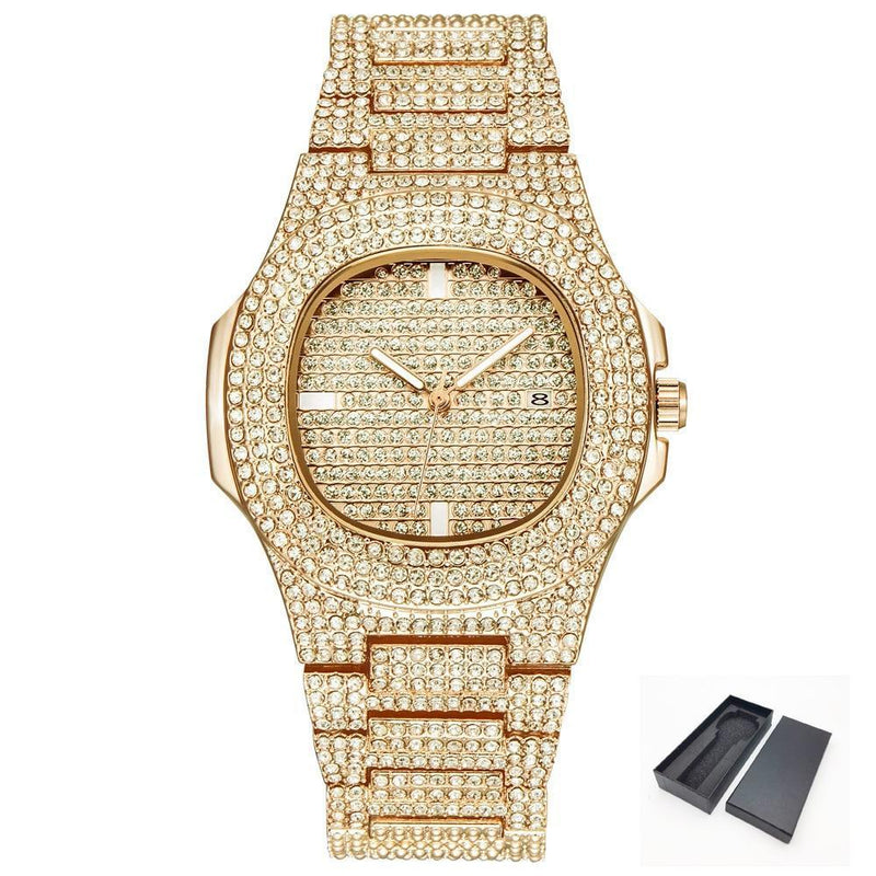 Unisex 18k Gold Plated Watch with Zirconia Stones - Free Shipping