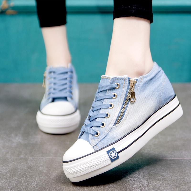 Zapatillas de mujer con diseño de estrellas de jeans 