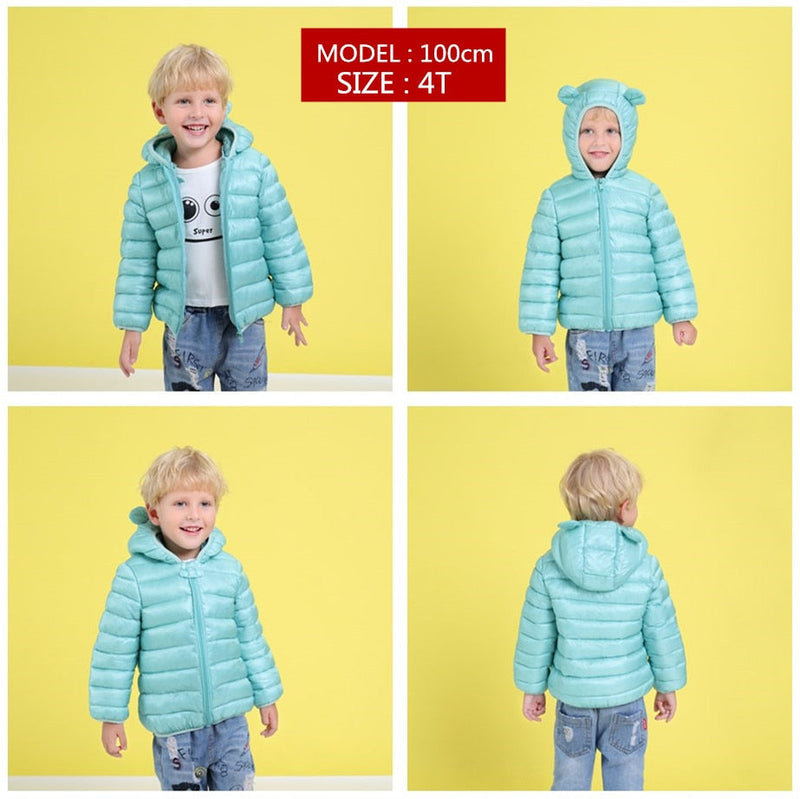 Children's Puffer Jacket with Hood - Basic Colors 