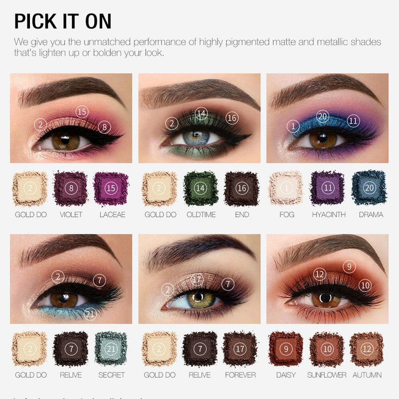 O.TWO.O Glitter Eyeshadow Palette - 21 Colors 