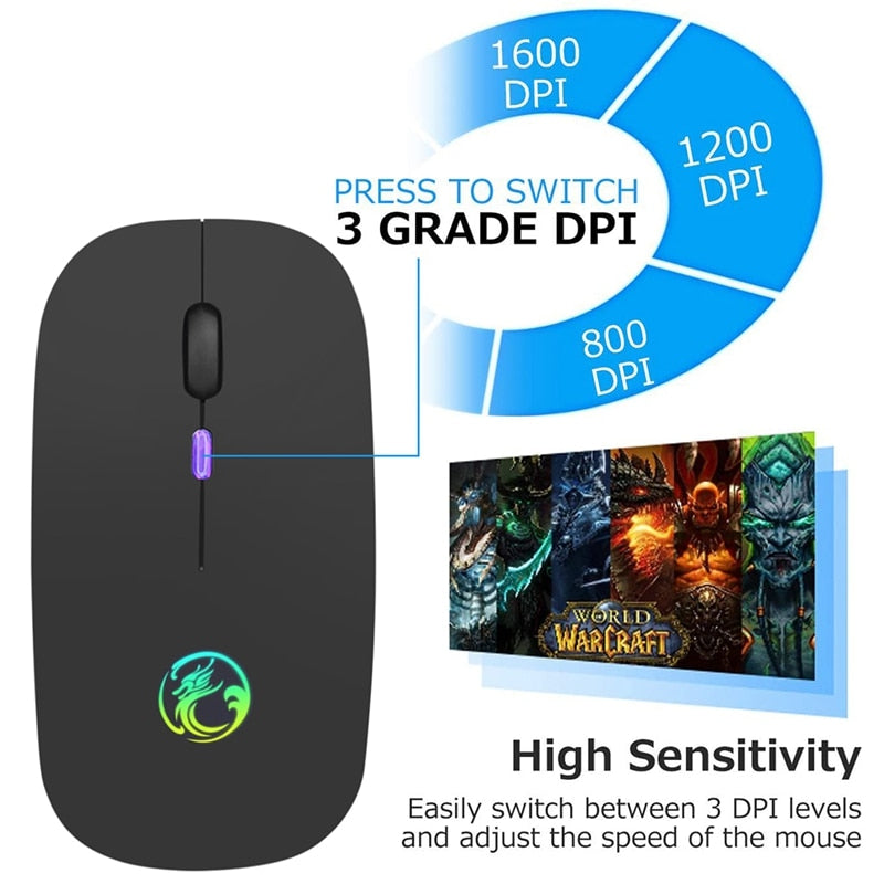 iMice Rechargeable RGB Bluetooth Wireless Mouse 