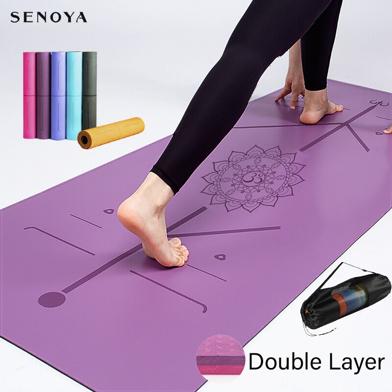 Senoya Non-Slip Yoga Mat - With Positional Lines For Beginners