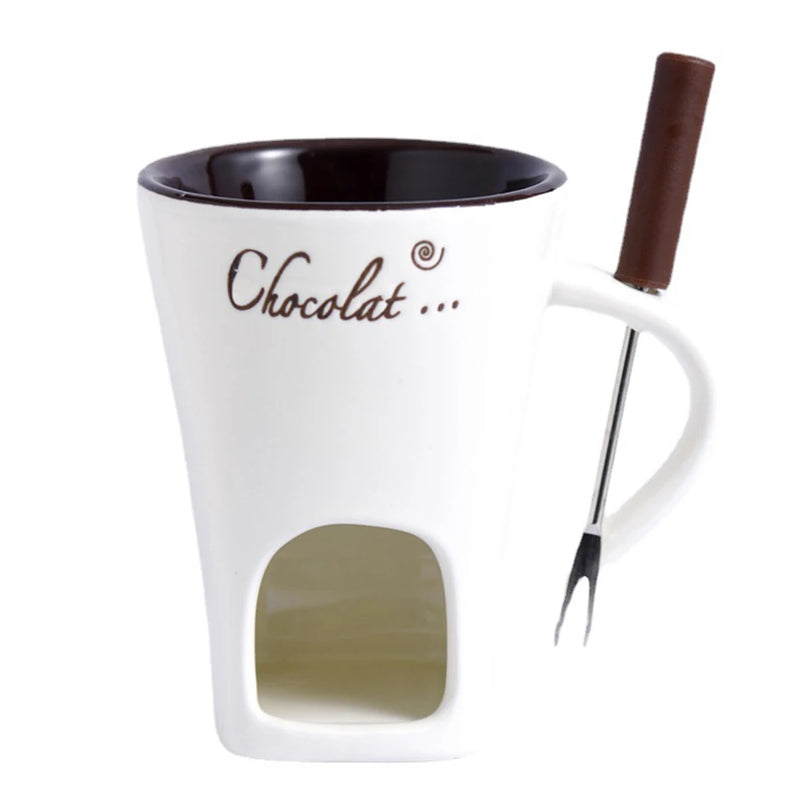 Caneca De Fondue De Chocolate Cerâmica Com Garfos,Frete grátis -Multizone