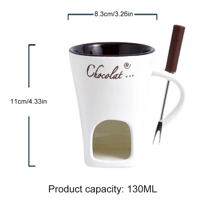 Caneca De Fondue De Chocolate Cerâmica Com Garfos,Frete grátis -Multizone