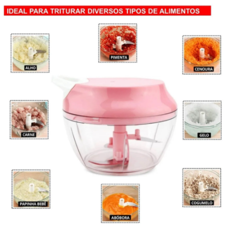 Mini Procesador - Picadora Manual de Alimentos 3 Cuchillas