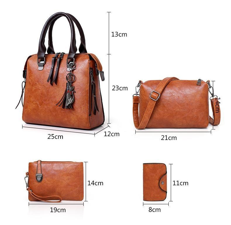 Conjunto de 4 bolsos de mano para mujer estilo clásico vintage - ENVÍO GRATIS 