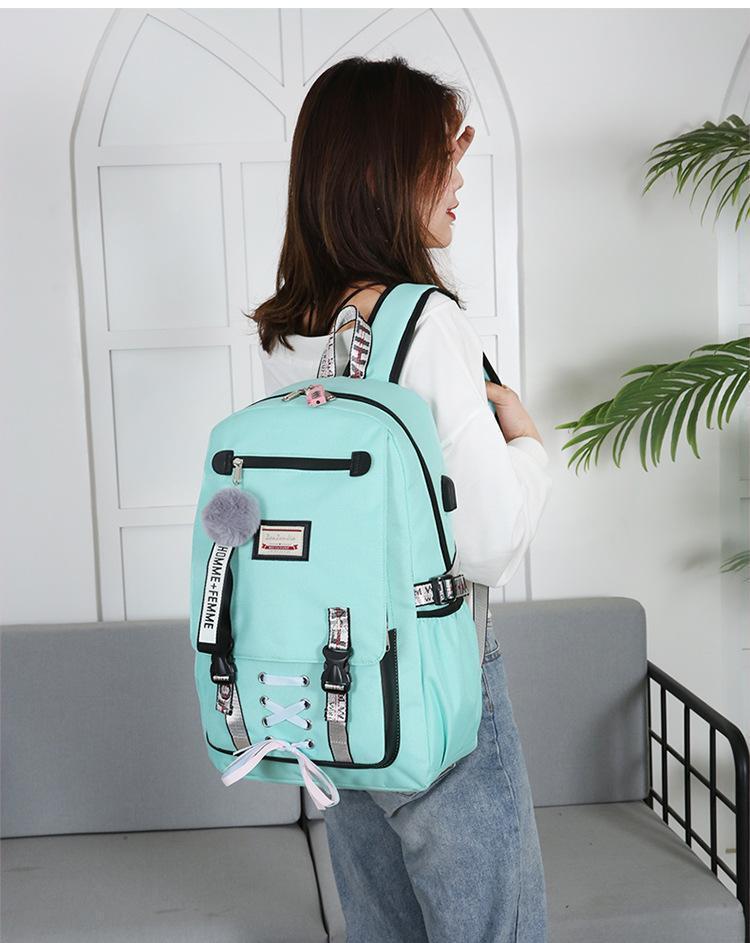 Women's Backpack with USB Input and Anti-Theft Lock 