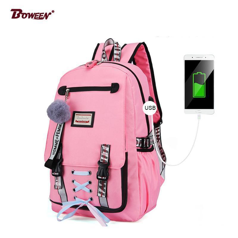 Women's Backpack with USB Input and Anti-Theft Lock 