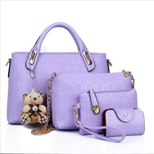 Classic Bella 4-piece Women's Handbag Kit + FREE Teddy Bear Keychain - FREE SHIPPING