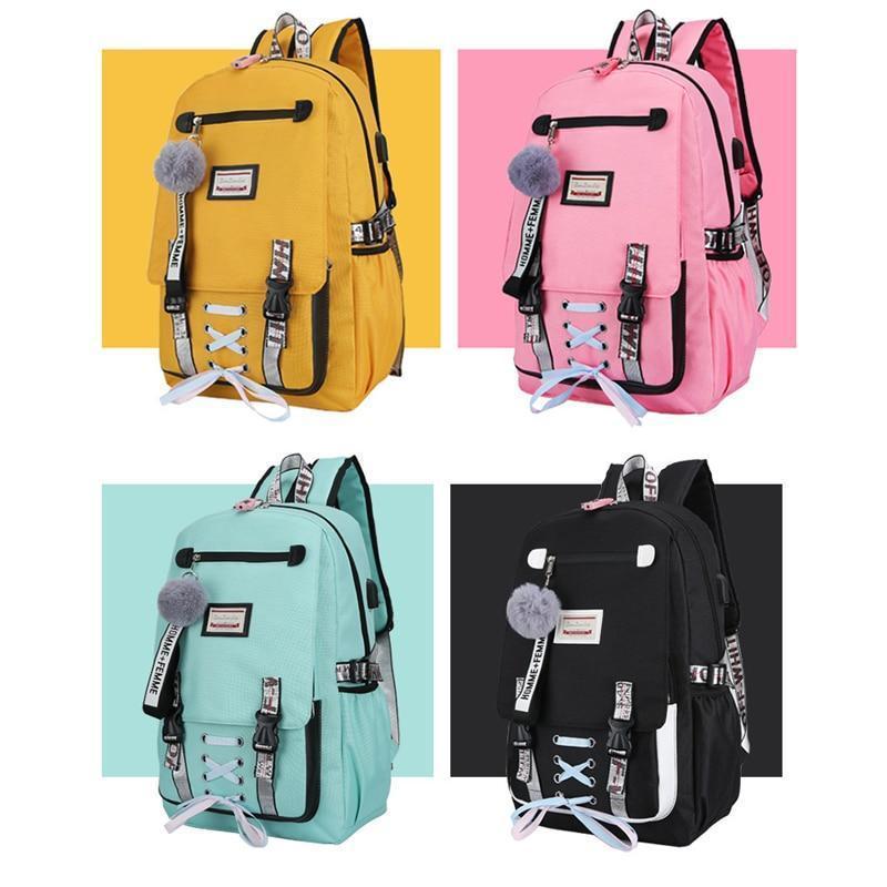 Women's Backpack with USB Input and Anti-Theft Lock 