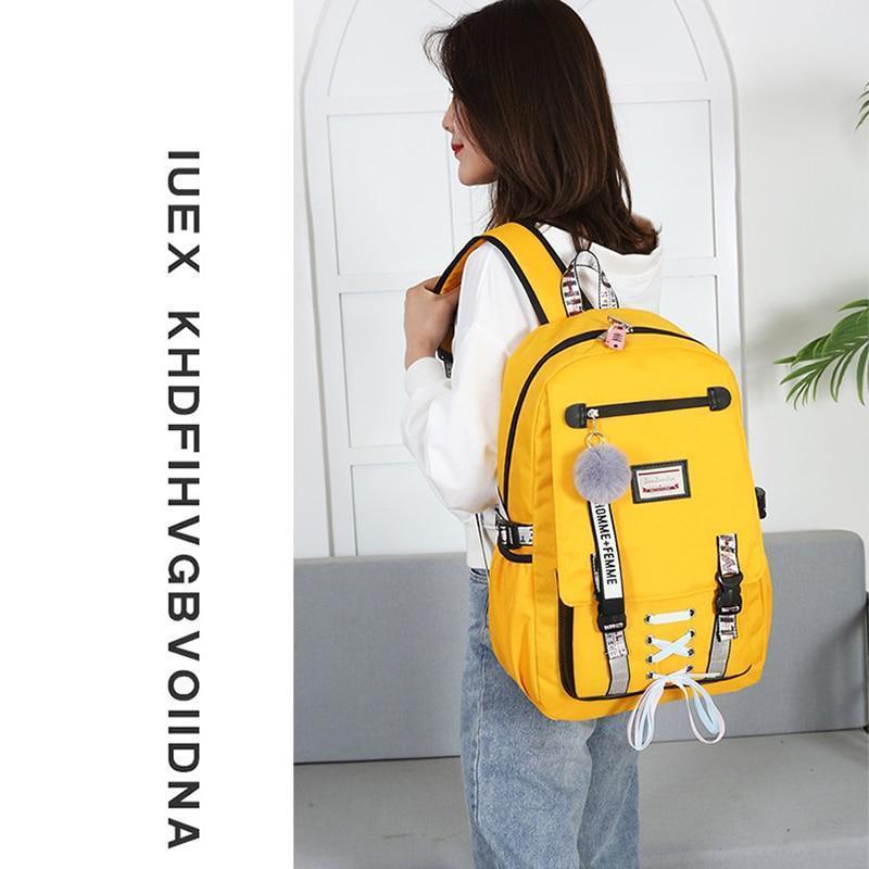 Women's Backpack with USB Input and Anti-Theft Lock 