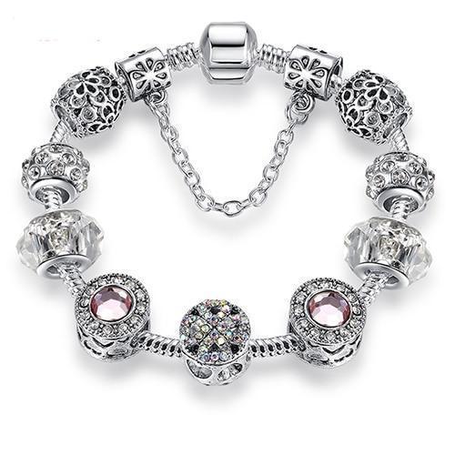 Pulsera con dijes de cristal 