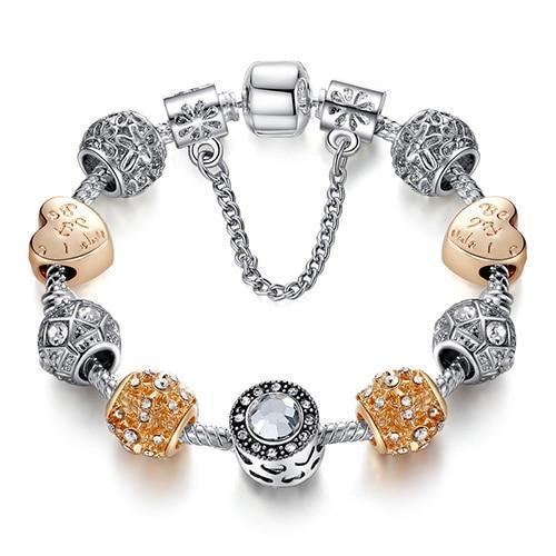 Pulsera con dijes de cristal 