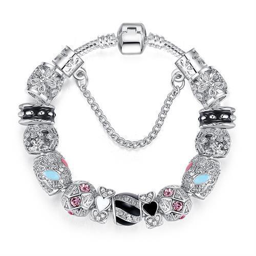 Pulsera con dijes de cristal 