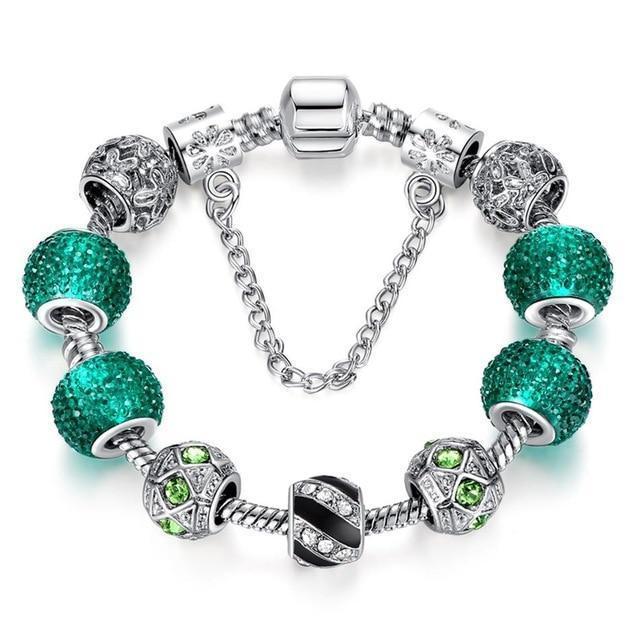 Pulsera con dijes de cristal 